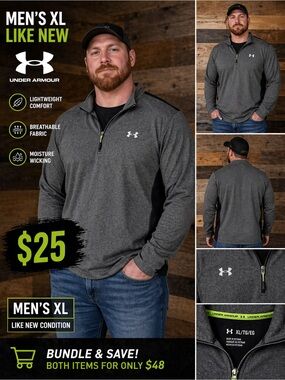 Under Armour Men’s Charcoal Gray Quarter-Zip Lightweight Pullover